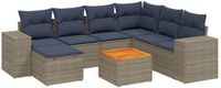 vidaXL 8-delige tuinbankset met kussens, grijs, polyrotan