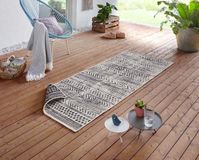 Northrugs Biri vloerkleed binnen & buiten zwart/crème 80x350 cm