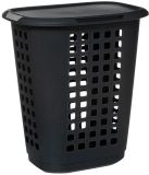 5five Wasmand met deksel - extra groot - antraciet - kunststof - 63 liter