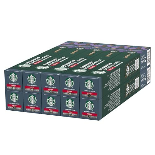 STARBUCKS Espresso Roast Cafeïnevrij by Nespresso, Dark Roast, Koffiecapsules 10 x 10 (100 Capsules)