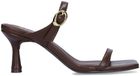 Sacha - Dames - Bruine leren sandalen met hak - Maat 39