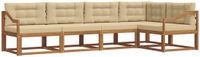 vidaXL Hoek loungeset 5 zitplaatsen Acacia hout Natuurlijk en beige