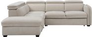 Vente-unique Canapé-lit d'angle gauche avec pouf en tissu beige - BALOTIA