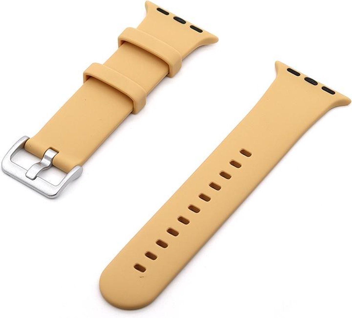 Qubix Compatible Apple Watch Band - Rubber Sport Strap - Beige - 42/44/45/Ultra/49mm