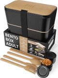 Umami All-in-1 1,5L Bento lunchbox volwassenen met bestek (Bentobox Zwarte beuk)
