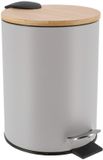 Tendance Badkamer prullenbak/afvalbak Bamboo vibe - soft close - lichtgrijs - 3 liter - metaal