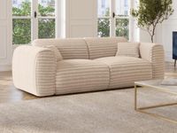 Vente-unique Driezitsslaapbank express in beige, dik ribfluweel - Slaapoppervlak 140 cm - POGNIA