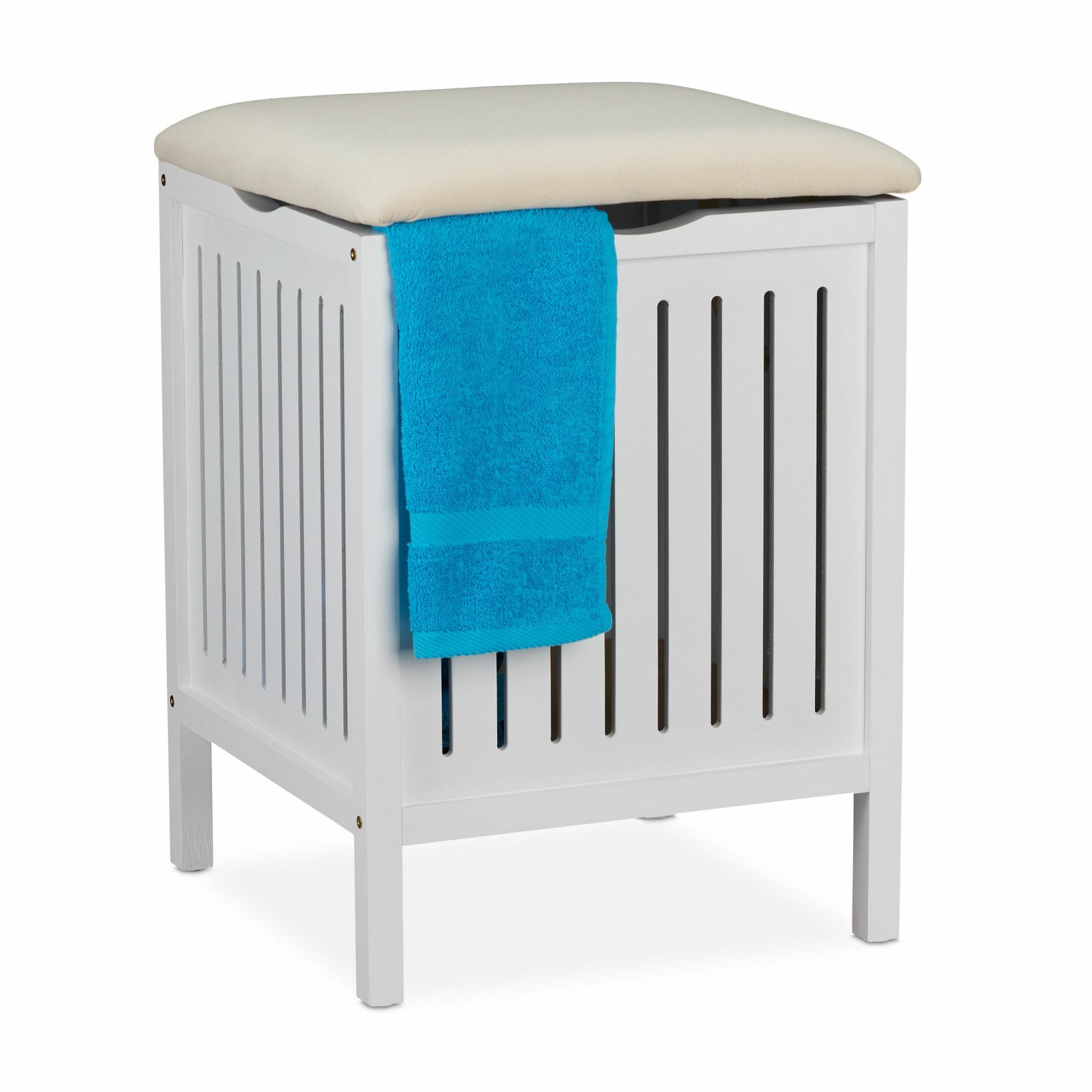 Relaxdays Wasmand Kruk - 40 Liter - Hout - Wit - 55x41x41cm - Wasbox