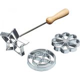 KitchenCraft Home Made Rozet Ijzer, Set van 3 Stuks, Cirkel/Bloem/Ster, Metaal - Zilver