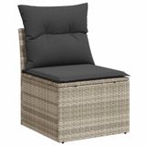 vidaXL 4-delige Loungeset met Kussens, Poly Rattan, Lichtgrijs