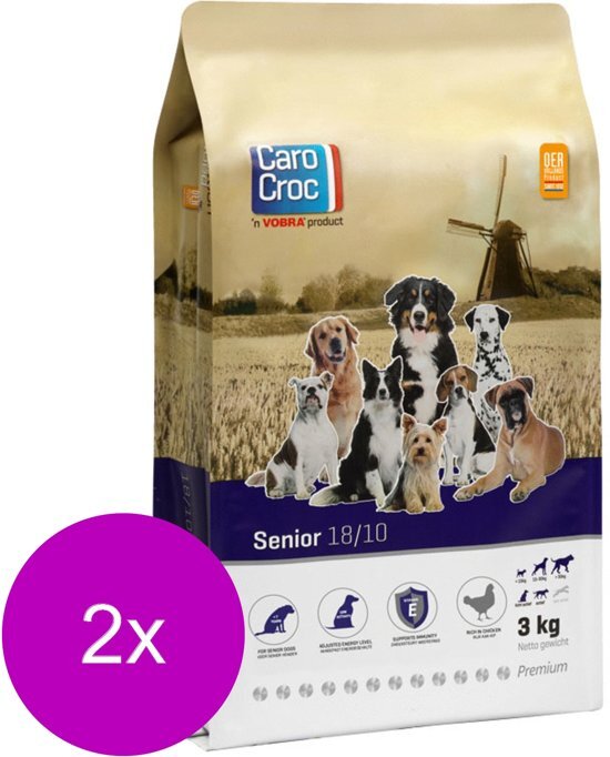 CAROCROC Senior Granen&Gevogelte&Vlees - Hondenvoer - 2 x 3 kg