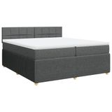 vidaXL Boxspringbed met matras, donkergrijs, 200x200 cm, gestoffeerd