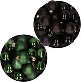 Kaemingk B.V. Kerstversiering boules de Noël en plastique mélange de couleurs noir/vert foncé 4 et 6 cm paquet de 80x pièces