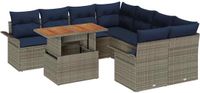 vidaXL Tuinbank Set 9-delig Grijs Polyrattan