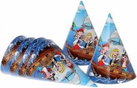 Atosa Feesthoedjes piratenfeestje 6x stuks - Kinder verjaardag thema feestartikelen