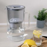 Wessper Glazen 3L waterfilterkan karaf compatibel met Brita MAXTRA+ waterfilter patronen - incl. 1 filterpatroon - Waterkan - Kleur grijs