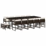 vidaXL 15-delige Tuinset met Kussens Poly Rattan Bruin