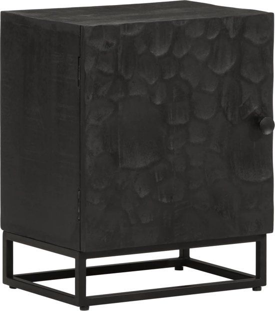 vidaXL Nachtkastje 40x30x50 cm massief mangohout en ijzer zwart