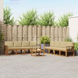 vidaXL - Bank loungeset - 8 zitplekken - Natuurlijk en beige - Acacia hout