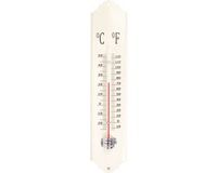 Esschert Design Thermometer - Binnen en Buiten - Ivoorwit - Metaal - 30 x 7 cm