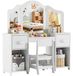 Table de coiffure enfant - Avec miroir et tabouret - Rose - 108 x 30 x 114 cm