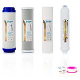 Nature Water Professionals Set van 4 universele filters voor omgekeerde osmose, incl. Teflon-rol en nafilteraansluitingen, ideaal voor 5-traps universele uitrusting