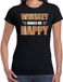 Bellatio Decorations Whiskey makes me happy / Whiskey maakt me gelukkig drank t-shirt zwart voor dames