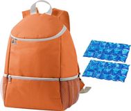 Merkloos Koeltas rugtas/rugzak oranje met 2 stuks flexibele koelelementen 10 liter