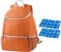 Merkloos Koeltas rugtas/rugzak oranje met 2 stuks flexibele koelelementen 10 liter