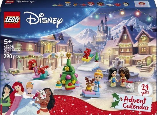 Top1Toys LEGO® ǀ Disney Princess Adventskalender 2026 - Bouwbaar Prinsessenspeelgoed en Bordspel - Met Assepoester, Vaiana, Ariël en Mulan micropoppetjes - Cadeautip voor Kinderen Vanaf 5 Jaar - 43298