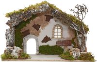 Euromarchi crèche vide - sans figurines - L50 x l21 x H32 cm - bois/mousse