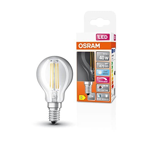 OSRAM Lamps OSRAM Superstar dimbare LED lamp met bijzonder hoge kleurweergave (CRI90), E14-basis Filament optiek ,Koud wit (4000K), 470 Lumen, substituut voor 40W-verlichtingsmiddel dimbaar, 1-Pak