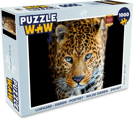 MuchoWow Puzzel Luipaard - Dieren - Portret - Wilde dieren - Zwart - Legpuzzel - Puzzel 500 stukjes - Sinterklaas cadeautjes - Sinterklaas voor grote kinderen