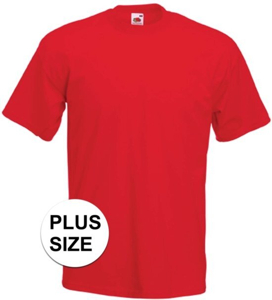 Fruit of the Loom Grote maten basic rode t-shirt voor heren - voordelige katoenen shirts 3XL 46/58