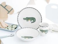 CreaTable, 25052, serie Safari, 3-delige serviesset voor 1 persoon, kinderservies van aardewerk, vaatwasser- en magnetronbestendig, kwaliteitsproductie