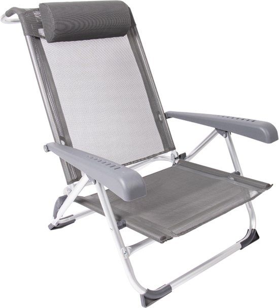 Bo-Camp Saint-Tropez - Grijs - Strandstoel - 8 standen verstelbaar - Aluminium - 100 kg