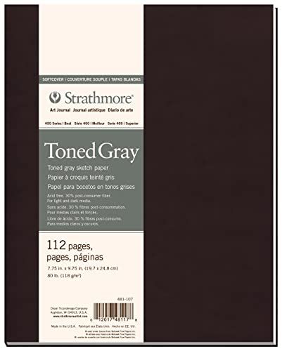 Pro Art Strathmore Toned Sketch dagboek tonen muurschildering 7,75-inch x 23,5 cm, grijs 56 vellen