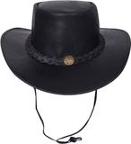 Urban 5884® Cowboy Hoed Zwart Leer Uniseks Maat M