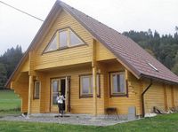 Intergard Houten huis blokhut lodge Helsingborg 8.8x7.8m (94mm) Bruin Grenen