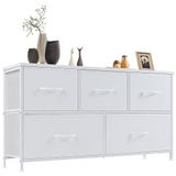 Sweetcrispy Commode voor slaapkamer, brede lade, commode, organizer, opbergladen, stoffen opslag met 5 laden, kleine commode, tv-standaard voor slaapkamer, kast, woonkamer, kinderkamer