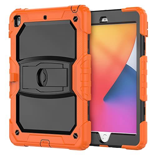 YEOU iPad 10.2 2019/iPad 8 10.2 2020 met ondersteuning, duurzaam, hybride, schokkend, resistent, siliconen beschermhoes voor drie lagen tablets voor kinderen (zwart)