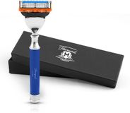 Haryali London 5 Edge Scheermes voor Mannen - Smart Grip 5 Blade Damesscheermes & Herenscheermes - Lichaams- en Gezichtsscheermes - Herbruikbaar Scheermes - Blauw