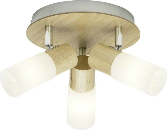 Brilliant BABSAN Plafondlamp 3x40W Hout,Wit,Transparant