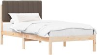 vidaXL Bedframe met Gevoerde Hoofdbord Taupe 90 x 190 cm