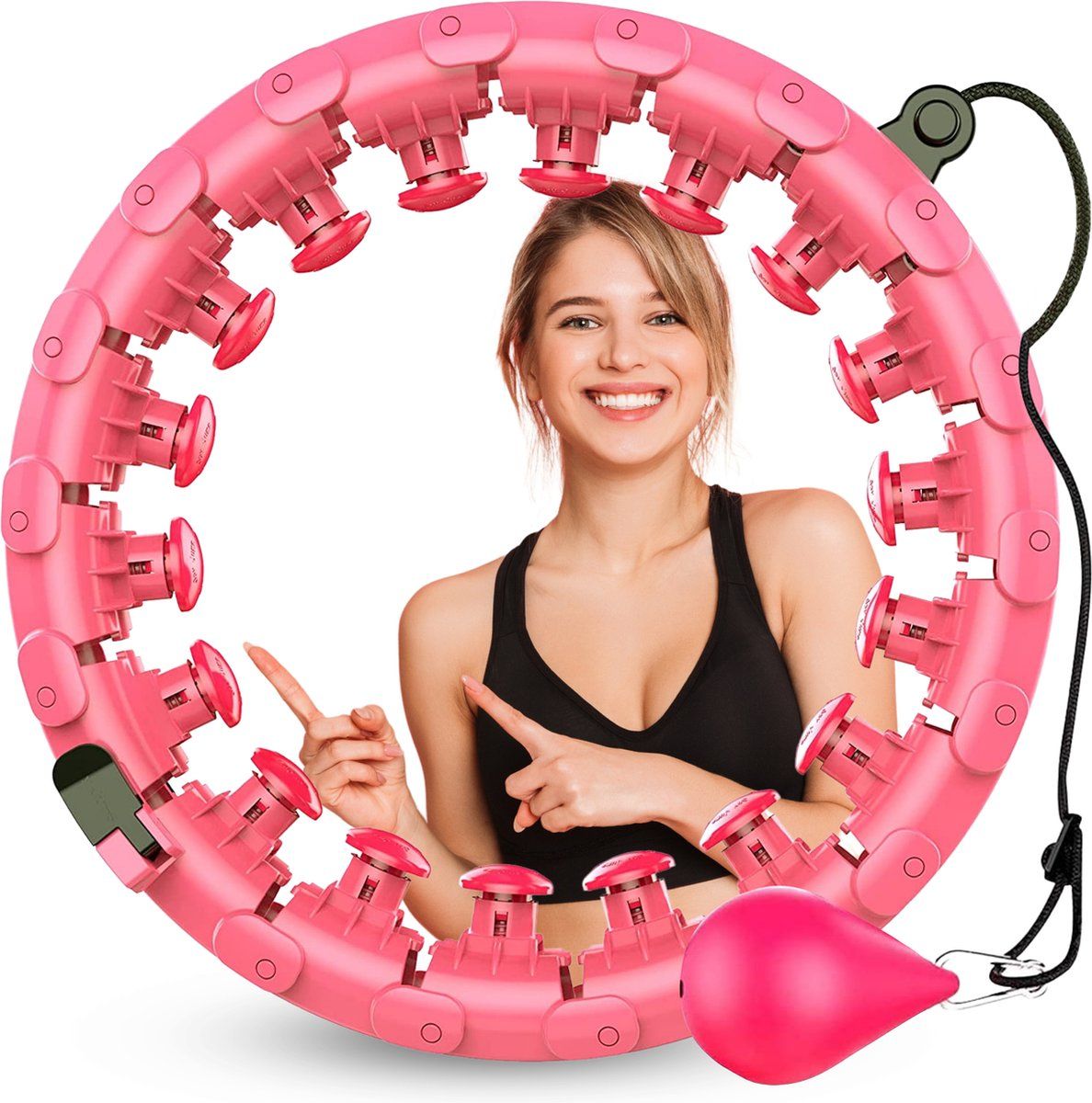 FA-VE verstelbare hoelahoep met gewicht - Roze - Hula hoep fitness - Weighted - Hoepel - Voor volwassenen en kinderen