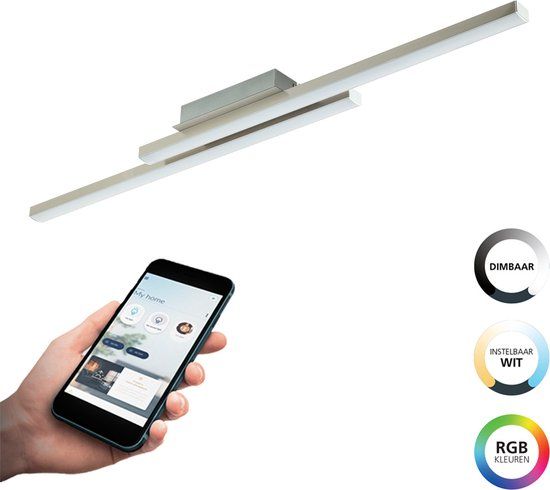 EGLO connect.z Fraioli-Z Smart Plafondlamp - 105,5 cm - Grijs/Wit - RGB & Dimbaar - Zigbee