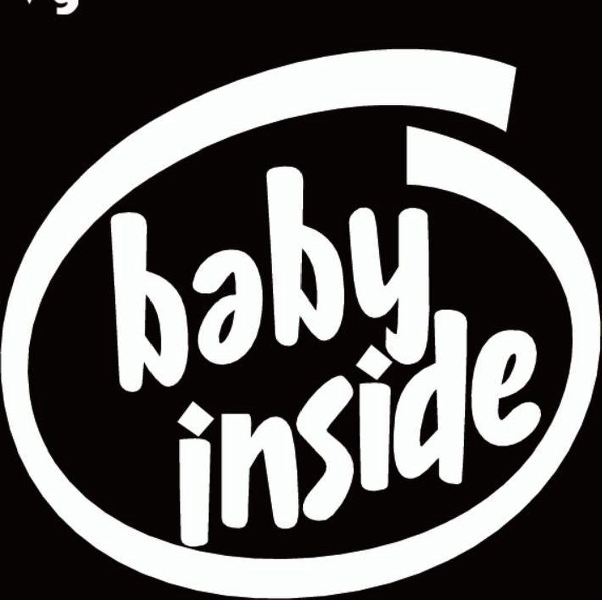 Muurstickers.net Autosticker wit - Baby inside - baby in de auto - babie aan boord - 11,7 x 12,8 - aut115