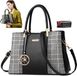 OKWISH Sacs à main – Sac bandoulière pour femmes avec fermeture éclair et doublure en polyester – Similicuir – 30×13×21 cm – Noir
