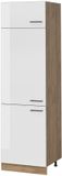 Vicco Hoge kast R-Line, Wit Hoogglans/Goudkleurig Eiken, 60 cm