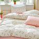 Ibenzoa® Ensemble de literie romantique trois pièces avec motif floral en rose et blanc 200 x 200 cm
